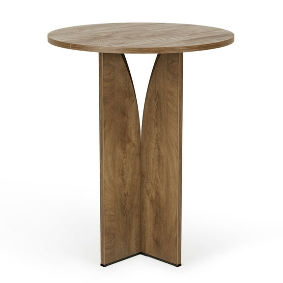 Tribesigns Round Bar Table, 31.5 Inches Counter Height Cocktail Table, Wooden High Top Home Bar Unit for Pub, Bistro, Home, Kitchen, Dining Room, Small Space, Brown