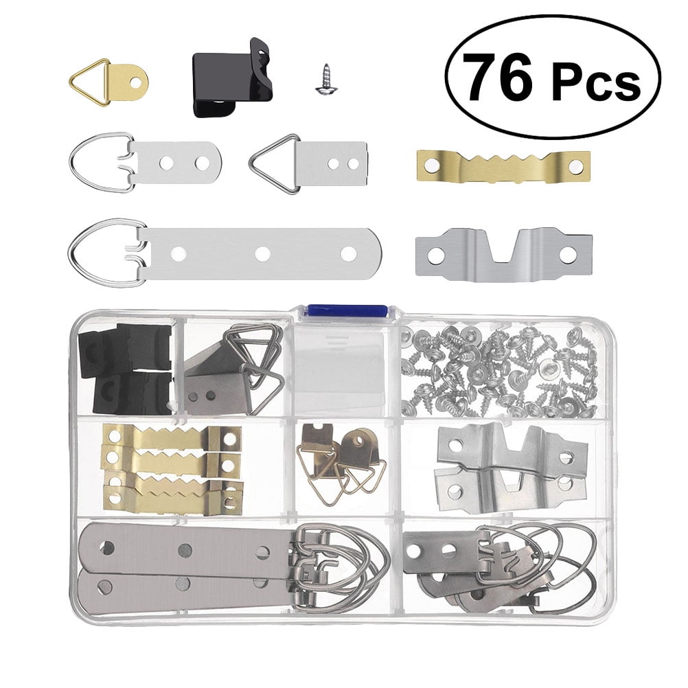 OUNONA 76pcs Photo Frame Hanging Hooks Kit Picture Frame Hooks Frame