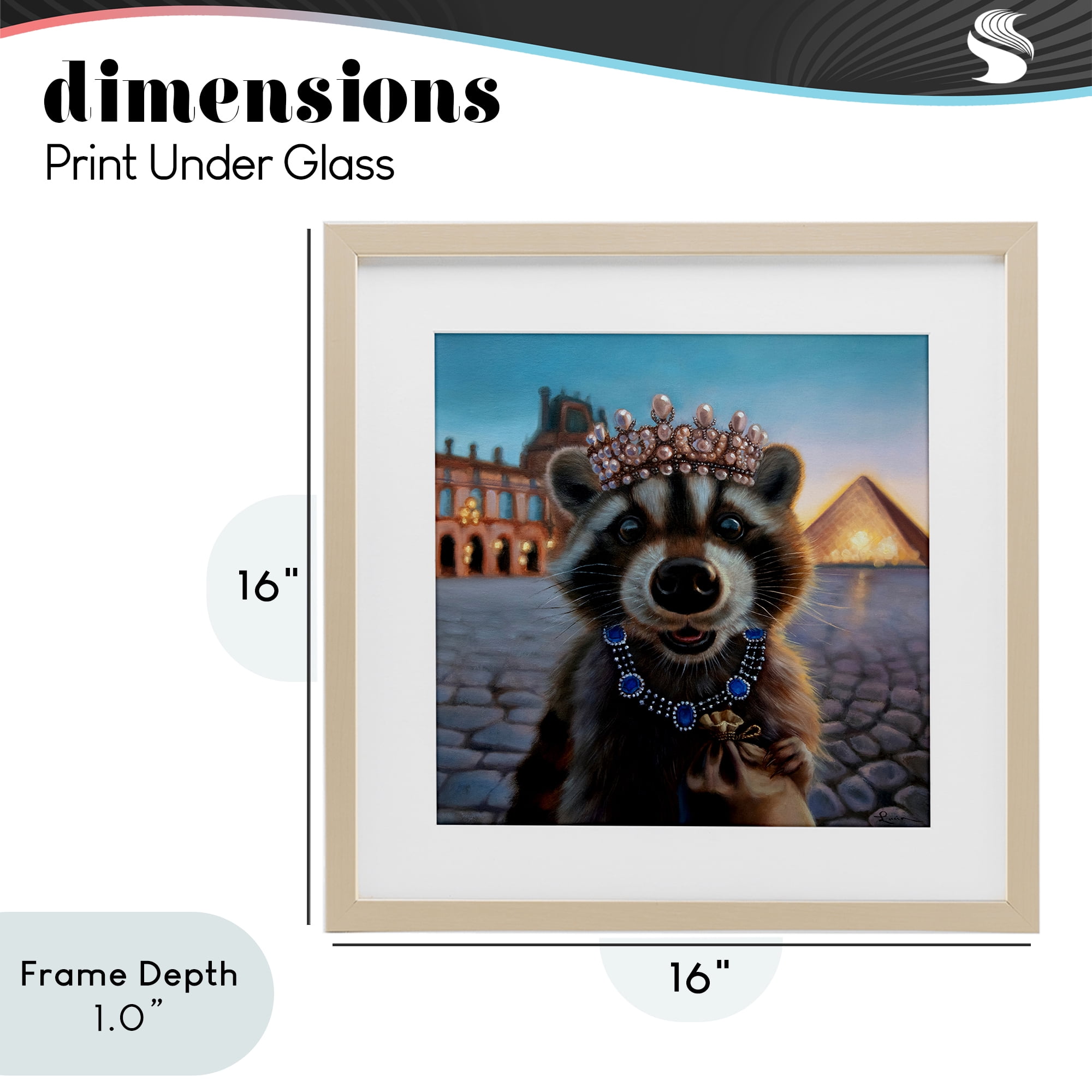 Stupell Industries Louvre Loot Raccoon Birch Framed Print Under Glass, design by Lucia Heffernan