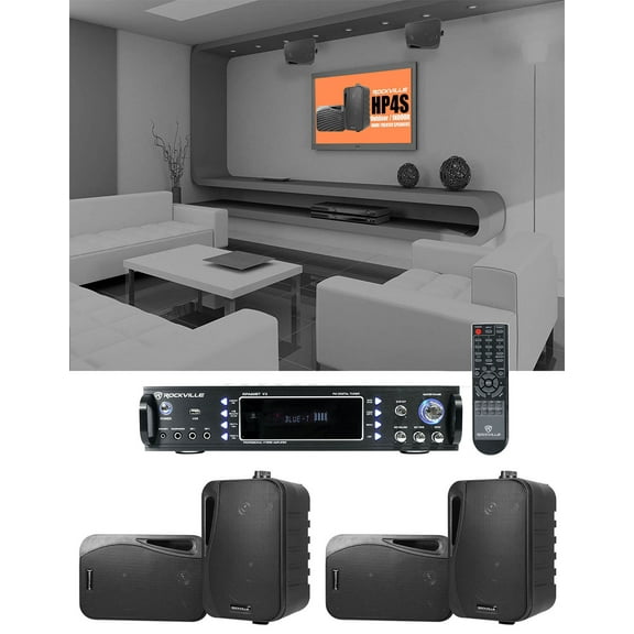 Rockville 1000 w Home Theater System w/Bluetooth Receiver (4) 4" Swivel Speakers