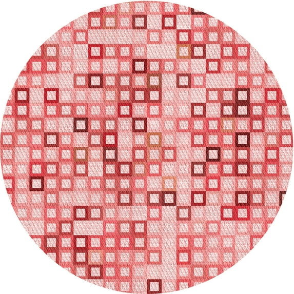 Ahgly Company Machine Washable Indoor Round Transitional Deep Rose Pink Area Rugs, 4' Round