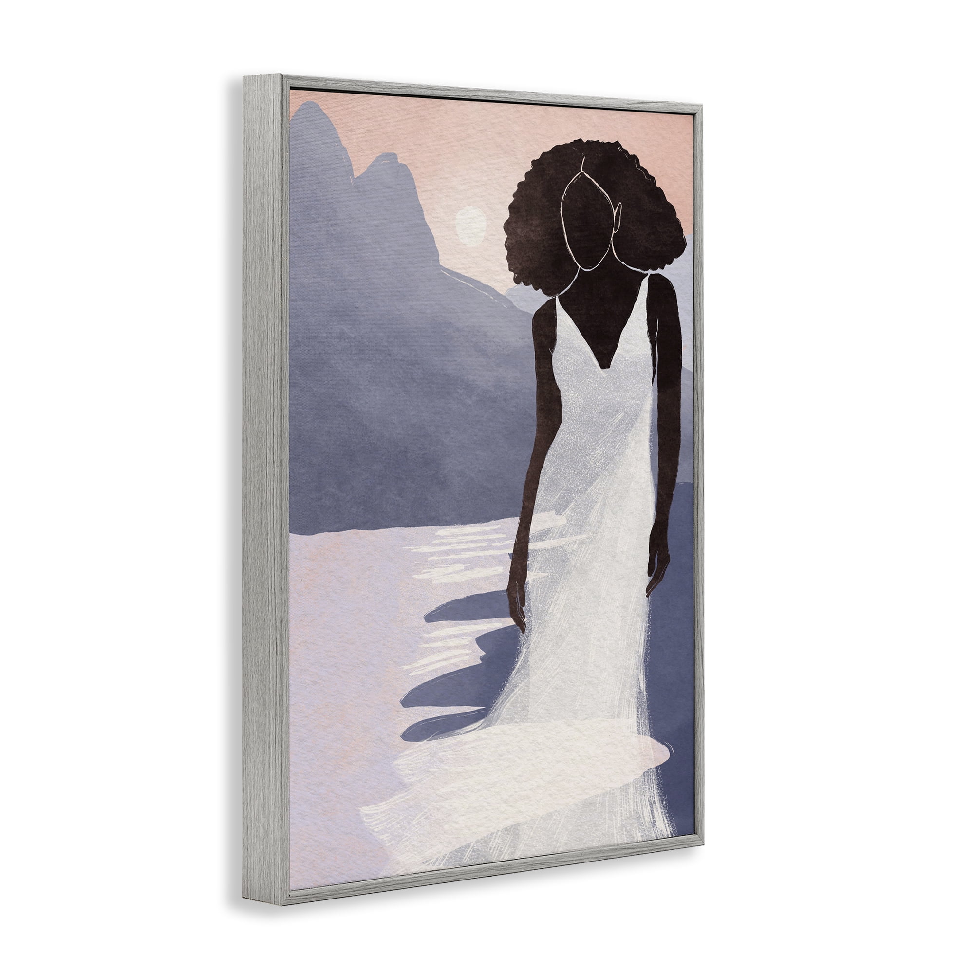 Stupell Industries White Gown Silhouette at Sunset Gray Framed Giclee Art, design by Yuyu Pont