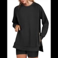 thumbnail image 3 of Sudaderas de Gran Tamaño para Mujer, Cuello Redondo, Larga, Sudaderas con Cremallera Lateral, Ropa de Otoño 2025 Negro XL, 3 of 8