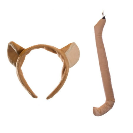 Wildlife Tree Plush Mountain Lion / Cougar Ears Headband and Tail Set for Cougar Costume, Cosplay or Safari Party Costumes