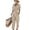 Beige, variant on Womens 2 Piece Casual Set Wrap Front V Neck Short Sleeve Top & High Waist Cropped Pants Outfit Black L