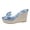Blue, variant on Women's Bow Polka Dot Denim Wedge Heeled Backless Dress Sandals Fashion Casual Clear Platform Chunky High Heels Slip on Slippers for Bride Wedding Beach Vacation Summer Blue Size 9.5