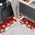 thumbnail image 6 of Kitchen Mat Runner, Non Slip Kitchen Rug, 2 Piece Christmas Snowflake Door Mat Set, Red Polyester Rubber Backing, Indoor Floor Mats for Holiday Entryway and Kitchen Decor, 6 of 6
