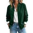 thumbnail image 3 of Dezsed Women's Casual Zip Up Bomber Jacket Lightweight Long Sleeve Windbreaker Coat Thin Sports Outerwear Spring Fall Clothes with Pockets Green M, 3 of 6