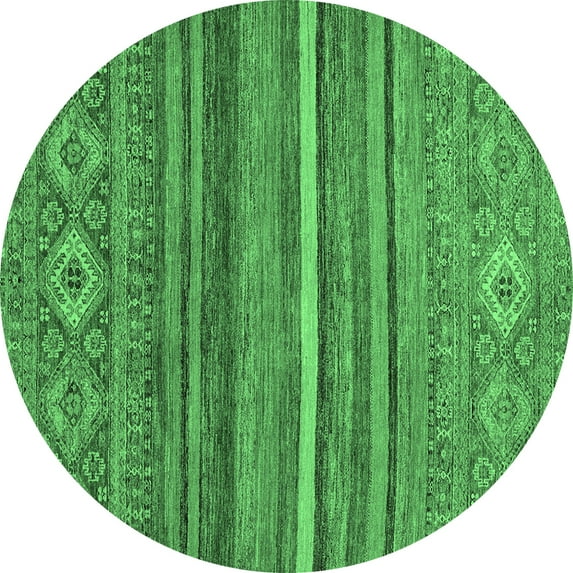 Ahgly Company Indoor Round Abstract Emerald Green Modern Area Rugs, 6' Round