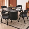 thumbnail image 6 of NORDICANA 47" Round Dining Table Fluted,Black Marble Grain Tabletop&Wood Strip Base, 6 of 11