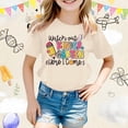 thumbnail image 2 of SOFTCCLO Girls Tshirts Short Sleeve Crewneck Graphic Tees School Season Fun Cartoon Print Stylish Casual Cute Kids T Shirts Size 3-4Y, 2 of 5