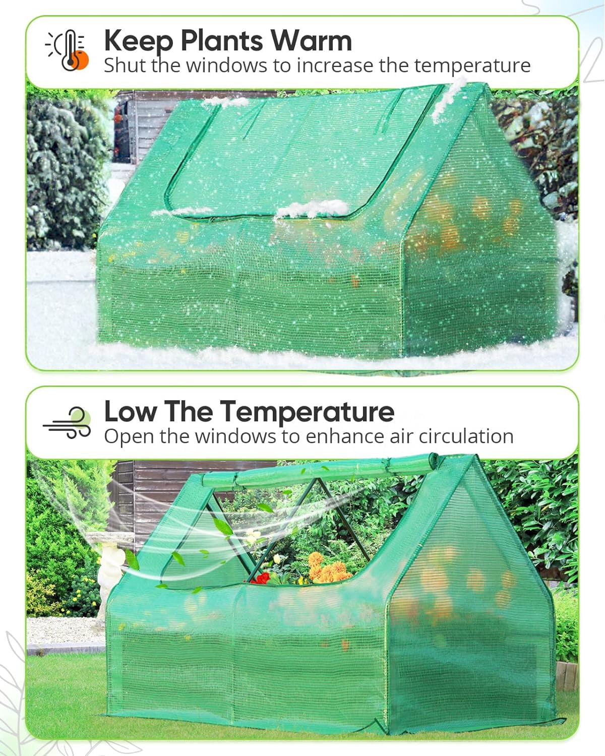 Quictent 4x3x1 ft Raised Garden Bed Extra-Thick Galvanized Steel Garden Bed Planter Kit Box with Greenhouse