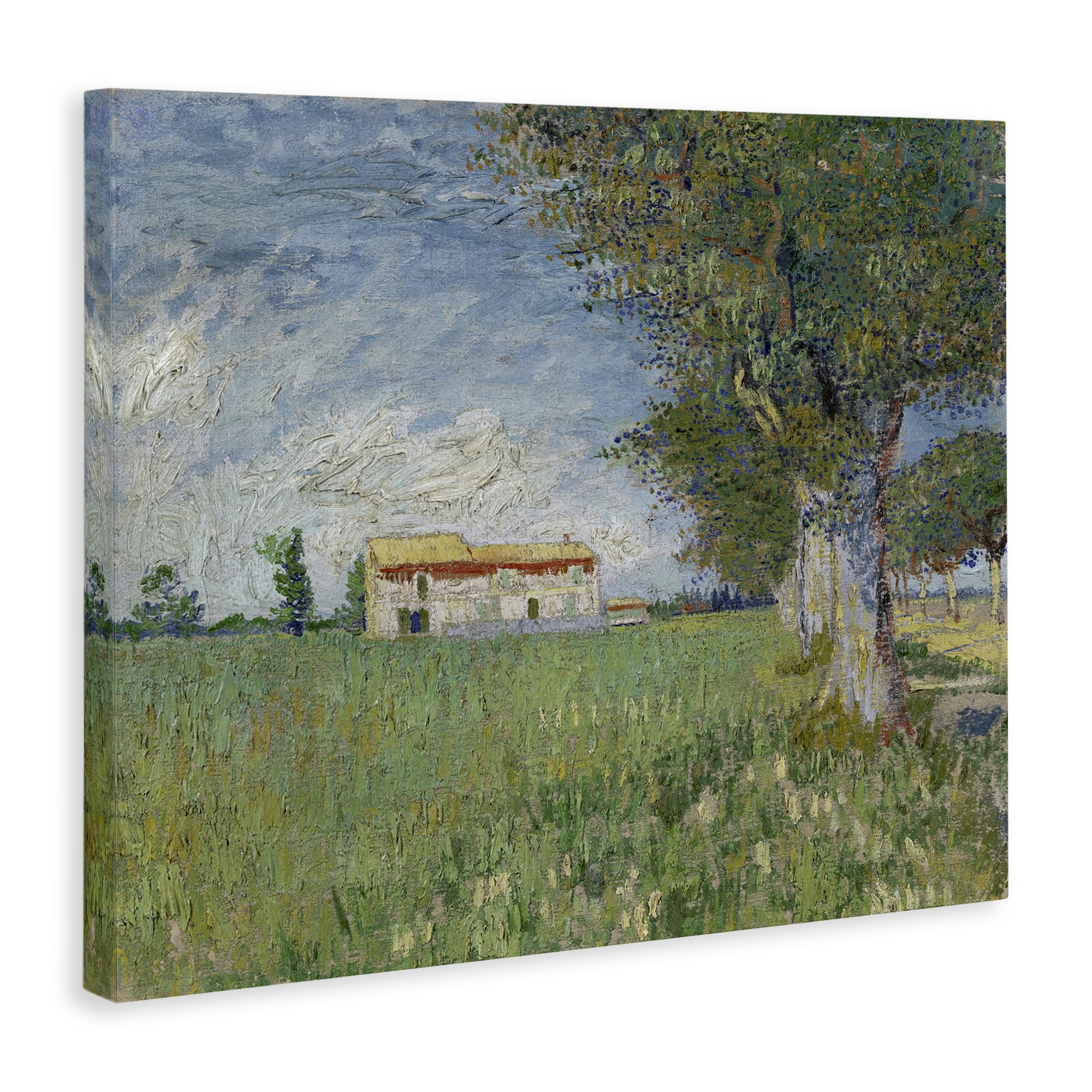 Stupell Industries Van Gogh Farmhouse in Corn Landscape & Nature Painting Wrapped Canvas Art Print Wall Art, 30 x 24