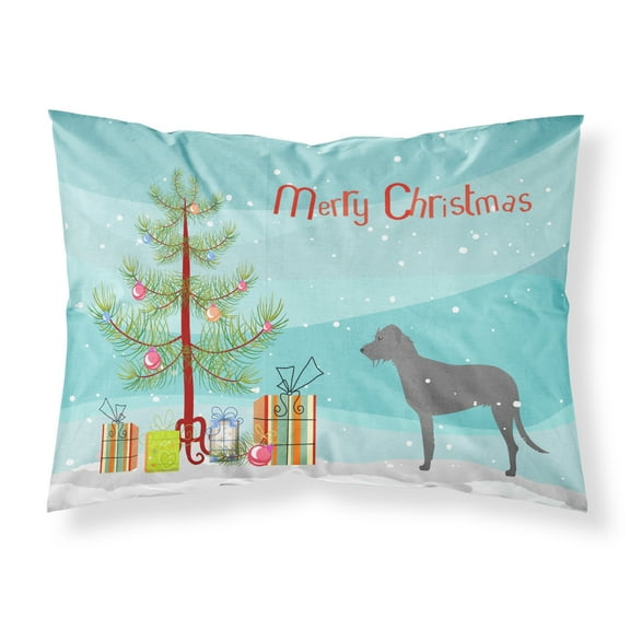 Irish Wolfhound Merry Christmas Tree Fabric Standard Pillowcase