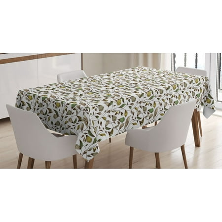 

Floral Tablecloth Earth Tones Bouquet Beauty Autumn Nature of the Forest Petal Rectangle Satin Table Cover Accent for Dining Room and Kitchen 60 X 84 Dark Brown Fern Green by Ambesonne