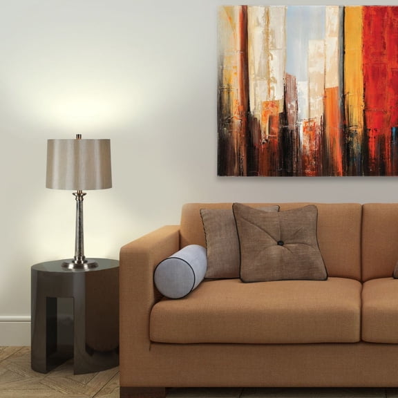 Signature Home Collection Glossy Glass Table Lamps with Champagne Drum Shades - 30" - Set of 2