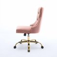 thumbnail image 2 of Chaise de Bureau pour Meubles, Chaise de Bureau Moderne Rembourrée en Velours Capitonnée à Boutons pour la Maison avec Base en Métal Doré, Chaise de Bureau Réglable Chaise de Bureau Pivotante, 2 of 5