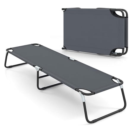 Folding Camping Cot, Portable Ultralight Compact Sleeping Cot Bed for Adults with Fabric, for Outdoor Travel Backpacking Hiking Patio Home Office, 330LBS (Grey)