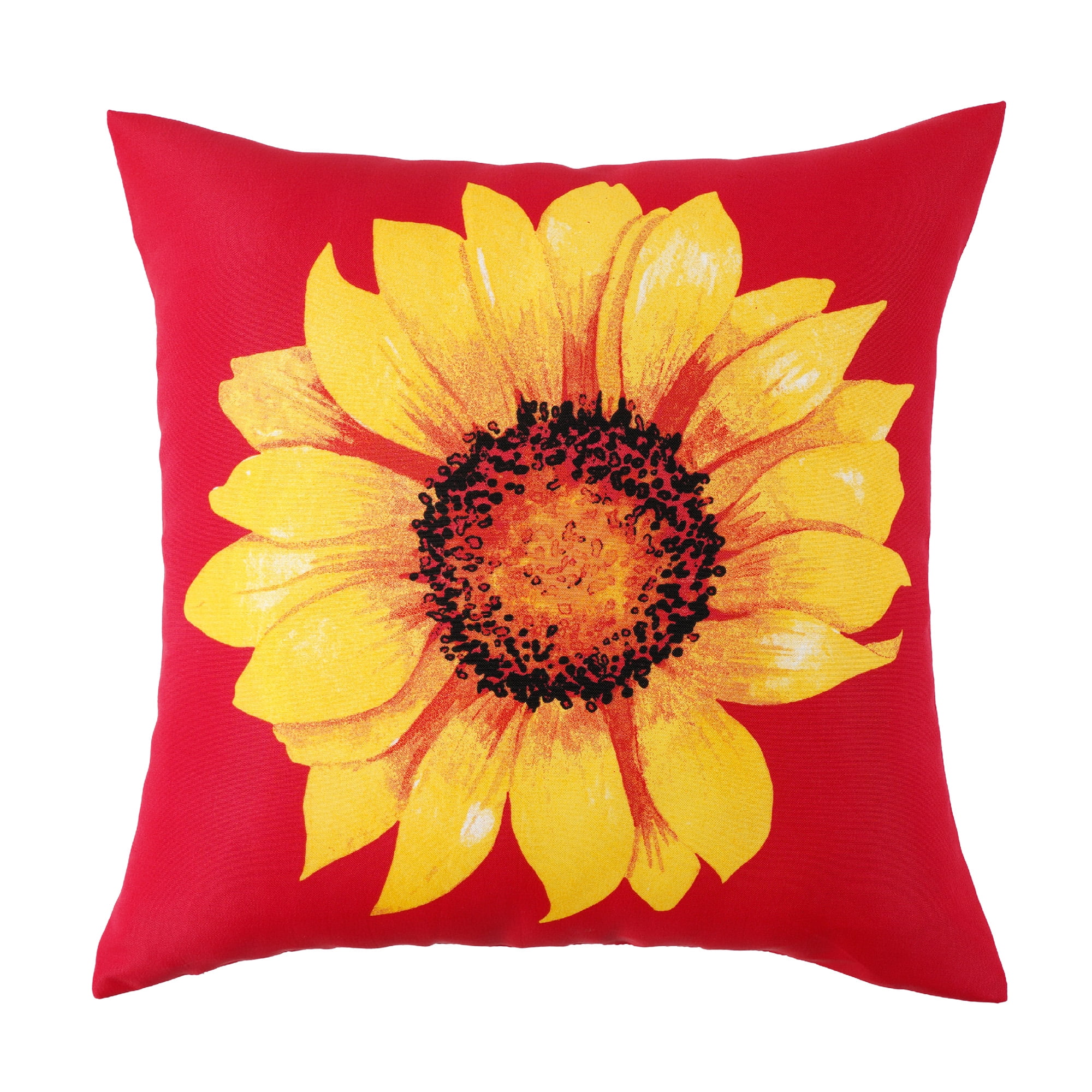 Mainstays 2-pack Home Sunflower Reversible Outdoor Throw Pillow, 16 inch, Red