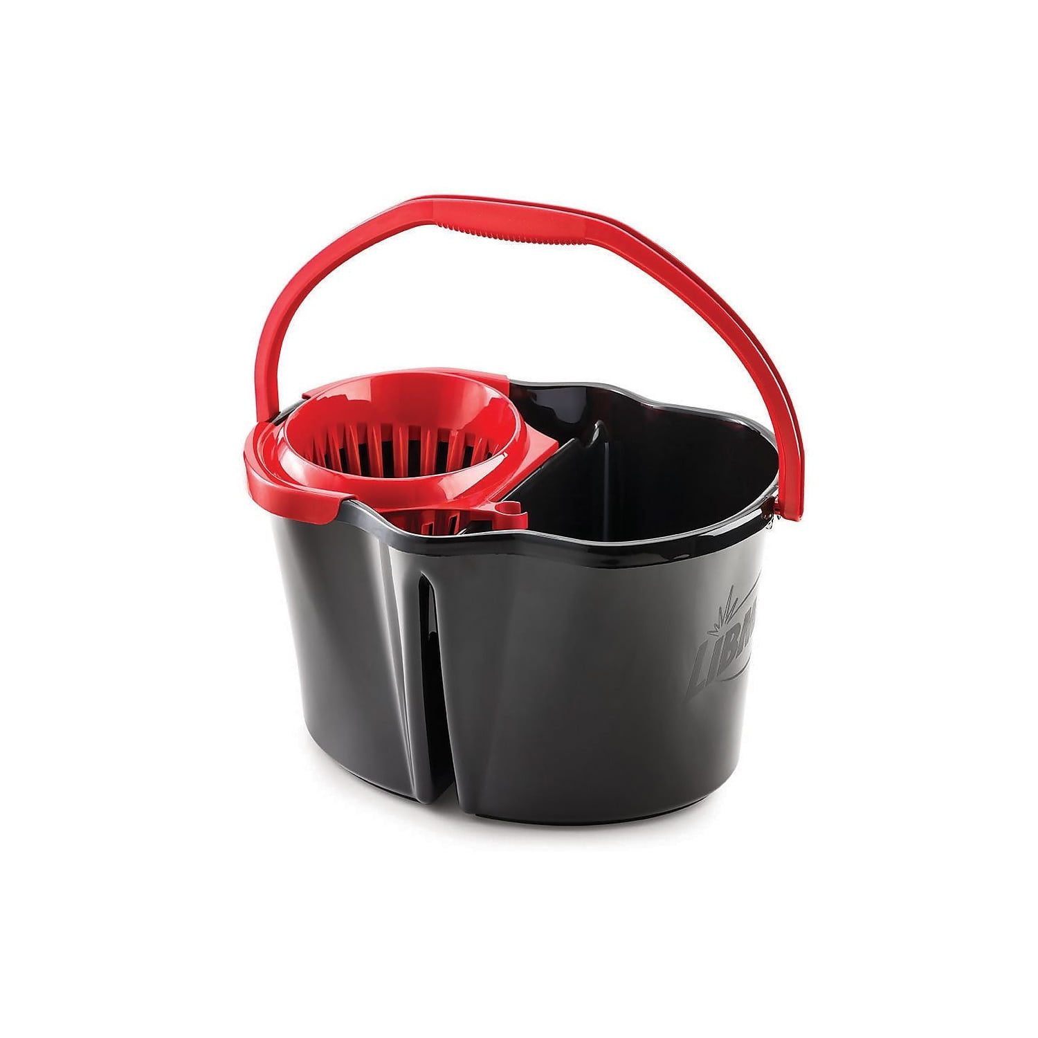 Pack of 3 Libman Commercial 1056 Clean & Rinse Bucket with Wringer 4 gal Black & Red 