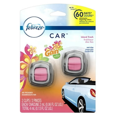 Febreze Car Odor-Eliminating Air Freshener, Gain Island Fresh, 2 Ct