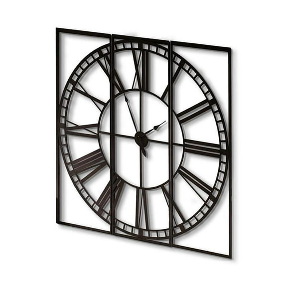 Mercana Norwood 60" Square Oversized  Industrial Wall Clock in Black Metal