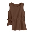 thumbnail image 7 of Ashirexll Summer Tops for Women Women Round Neck Sleeveless Waist Asymmetrical Hem Solid Color Casual Blouse Top, 7 of 7