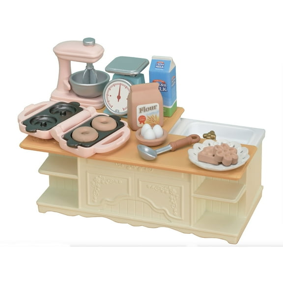 Calico Critters Kitchen Island, Dollhouse Furniture and Accessories with "Working" Features