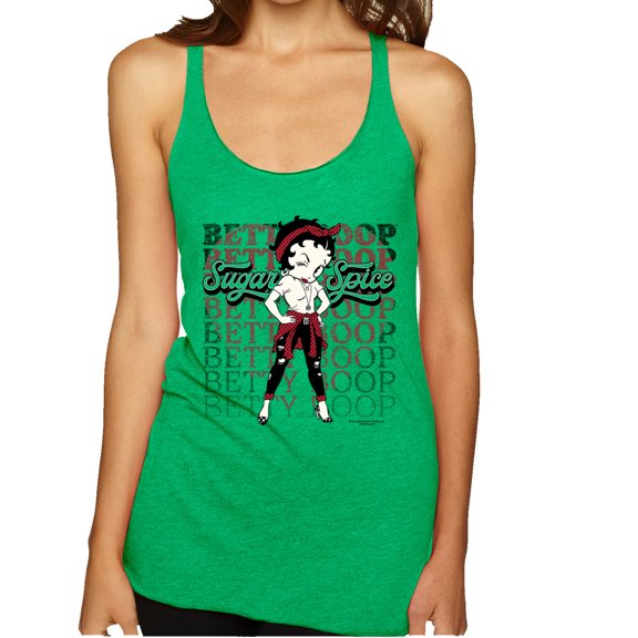 Wild Bobby Betty Boop Sugar and Spice Wink Betty Boop Tri-Blend Racerback Tank Top, Envy, Medium