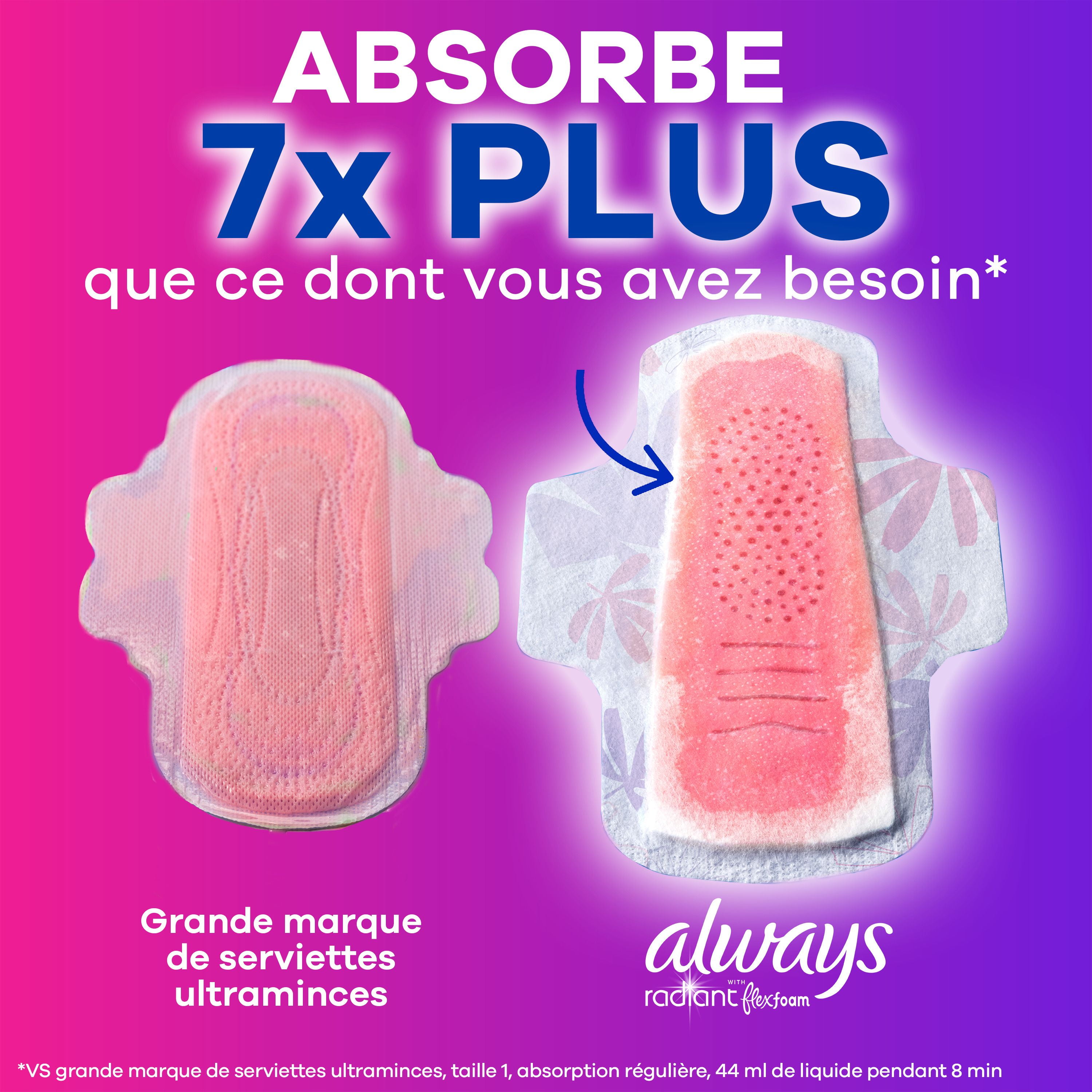 Always Radiant with FlexFoam Pads, Size 2, Heavy, with Wings, Light Clean Scent, 26 Count