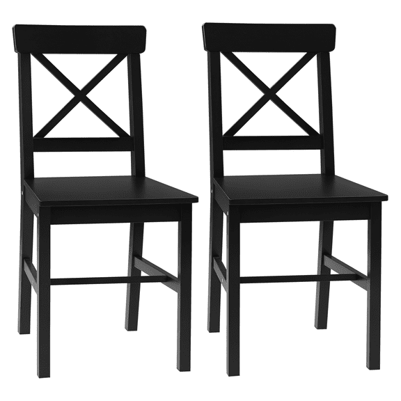 Farmhouse Dining Chairs Set of 2, Black Wood Cross Back Chairs for Kitchen, Dining Room, Modern Farmhouse Style Side Chairs, 264lbs Capacity