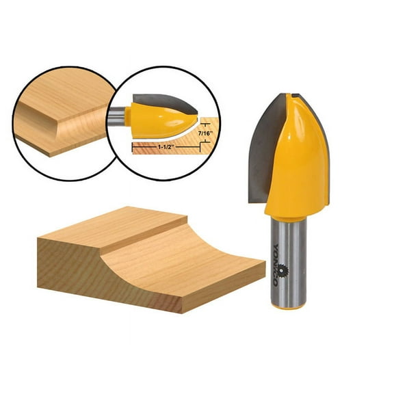 Panel Raiser Router Bit - Vertical - Cove - 1/2" Shank - Yonico 12145
