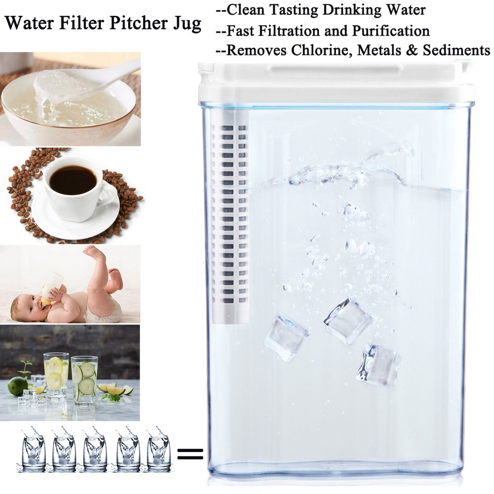 Kepooman Drinking Water Filter Tank, Stream Filter Water Pitcher, 3-Stage Compound Filter, Food Standard As Abs, No Bpa, Easy To Handle, 1.2 Liter, White Kepooman Drinking Water Filter Tank, Stream Filter Water Pitcher, 3-Stage Compound Filter, Food Standard As Abs, No Bpa, Easy To Handle, 1.2 Liter, White