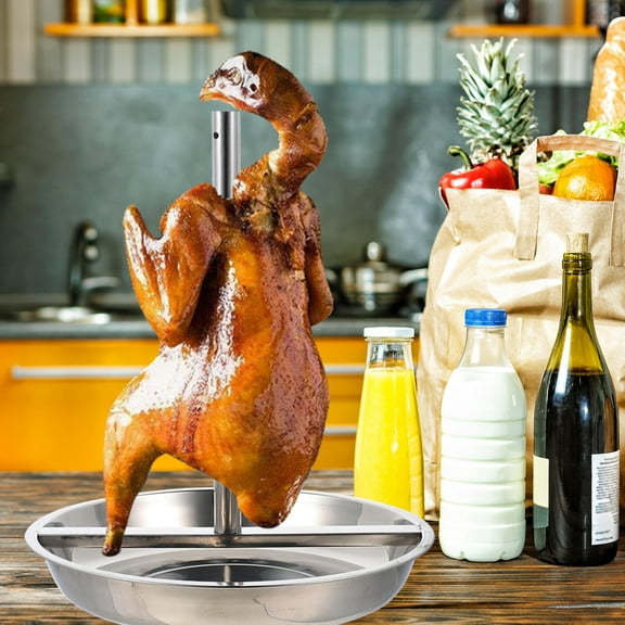 GOOHOCHY  Rotisserie Grilled Chicken Plate Poultry Roasting Rack Easy to Clean Roaster