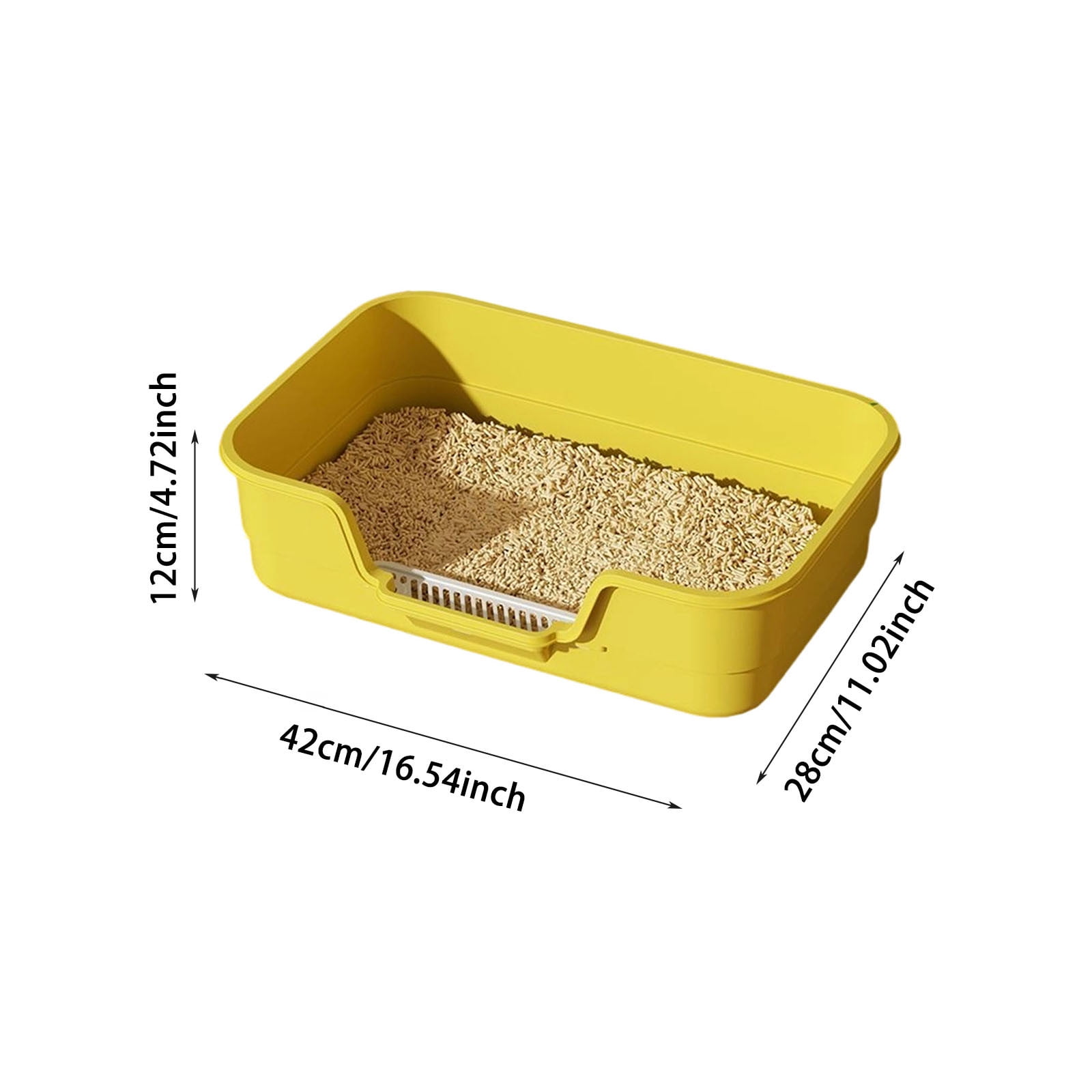 Cat Litter Box Semi-Enclosed, High Sided Anti-Splatter Litter Pan with Scoop, Odor Control, for Indoor Small to Medium Cats 17 Inch，Green