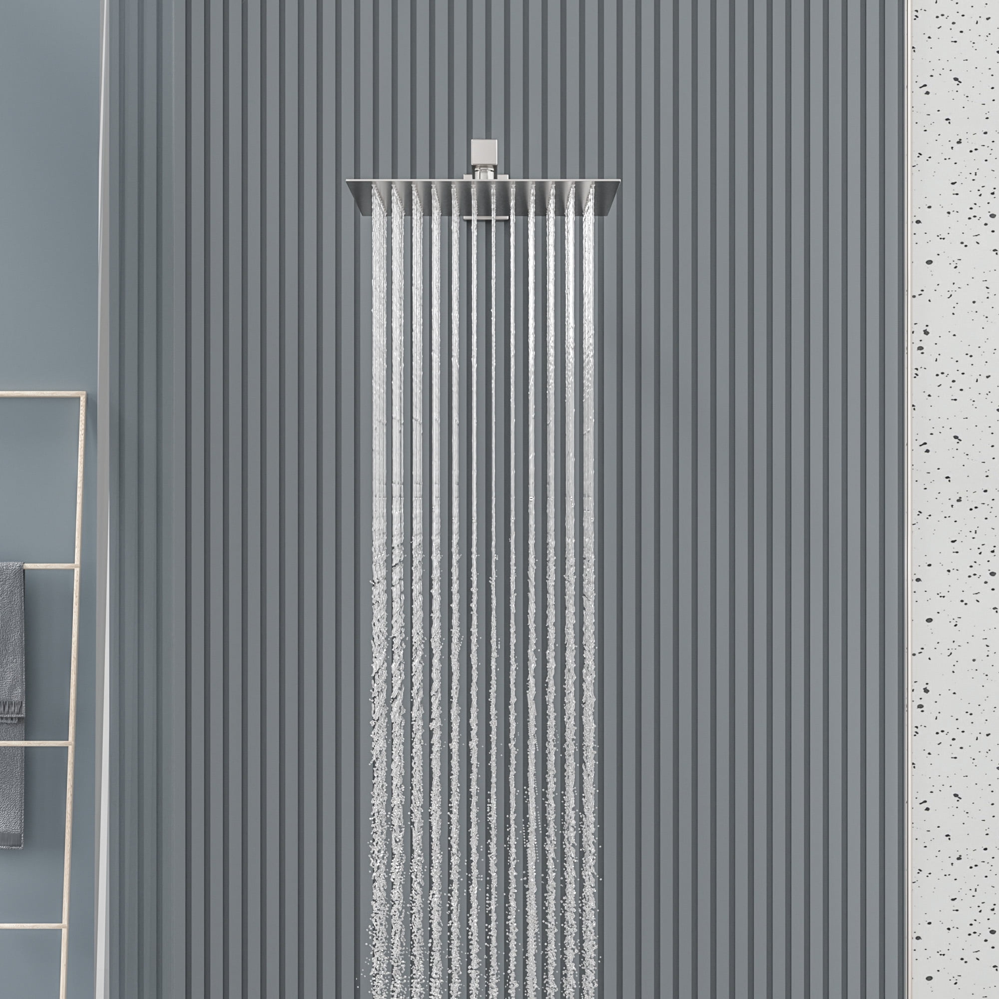 10" Sliver Rain Shower Head Stainless Steel with Fixed Shower Arm Adjustable Shower Head