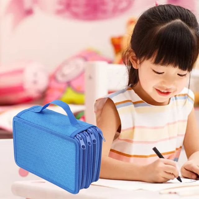 Meitianfacai Large Capacity Student Pencil Case Compartment Stationery Storage Bag Macaron Color Stationery Pen Bag Multifunctional Storage Pencil Case(Blue)