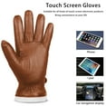 thumbnail image 4 of Harssidanzar Leather Gloves Men,Genuine Leather Warm Lined Touchscreen Texting Gloves for Driving KM051WT,Camel,Szie XXL, 4 of 5