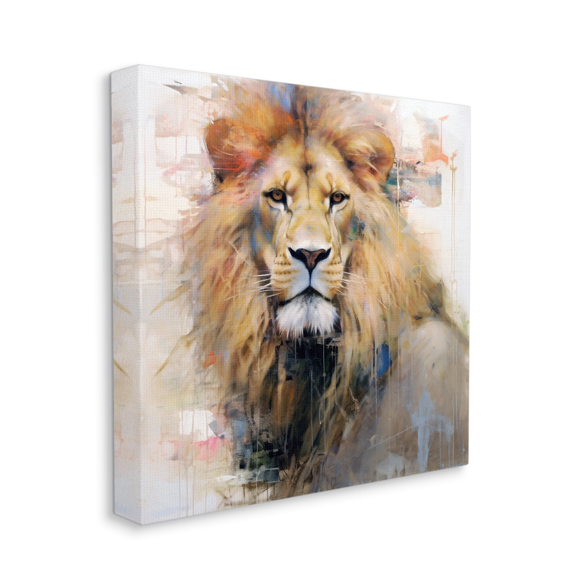 Stupell Industries Modern Lion Portrait Animals & Insects Painting Gallery Wrapped Canvas Art Print Wall Art, 30 x 30