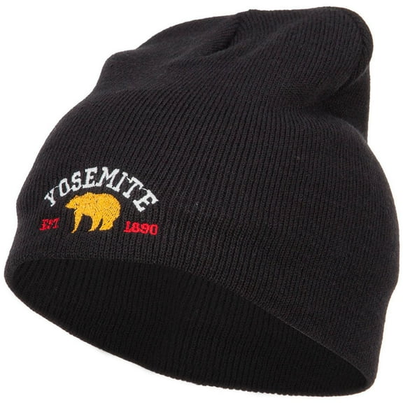 Yosemite National Park Embroidered Short Beanie - Black OSFM