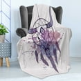 thumbnail image 4 of Feather Soft Flannel Fleece Blanket, Bull Skull Illustration with Dreamcatcher and Watercolor Splashes Abstract, Cozy Plush for Indoor and Outdoor Use, 70" x 90", Lavender Black Grey, by Ambesonne, 4 of 5