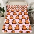 thumbnail image 2 of Manfei Kawaii Capybara 4 Pieces Queen Sheet Sets for Preppy Child,Cartoon Animal Ultra Soft Flat Sheet,Spring Garden Flowers Queen Fitted Sheet,Lightweight Room Decor, 2 of 7