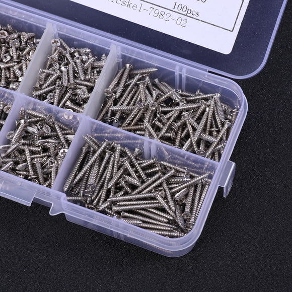 LOLIPPYY 800Pcs Self Tapping Screws Set Cross Flat Head Silver for Wood Products