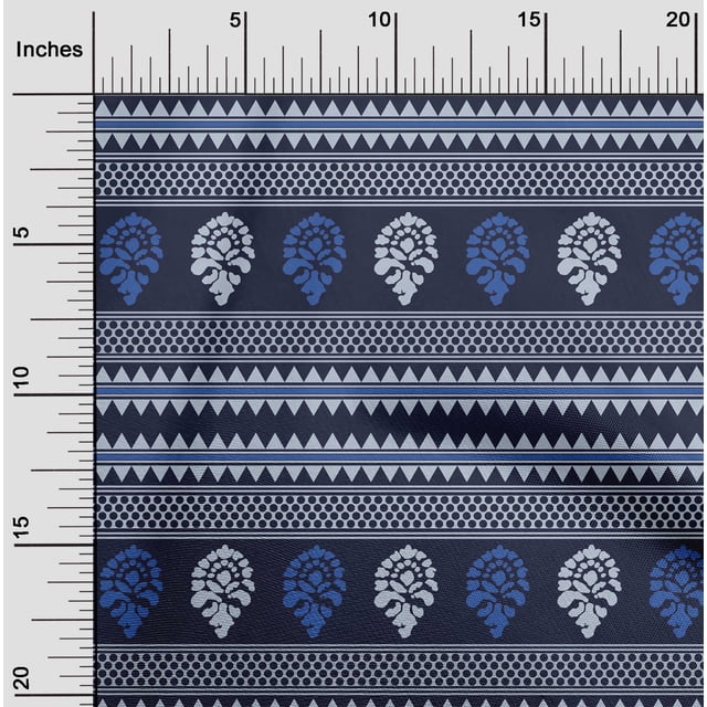 oneOone Polyester Lycra Light Grayish Blue Fabric Ethnic Block Craft Projects Decor Fabric Printed By The Yard 56 Inch Wide