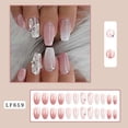 thumbnail image 5 of Uñas postizas cuadradas medianas Uñas postizas de mariposa Acrílico degradado rosa, 5 of 5