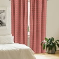 thumbnail image 2 of Ambesonne Checkered Window Curtains, White Lines and Cells, Each 28" W x 63" L, Dark Coral Orange White, 2 of 4