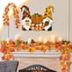 thumbnail image 1 of Guirnalda de hojas artificiales de ratán para Halloween,Acción de Gracias,guirnalda de hojas de arce con calabaza colgante,decoración para fiestas en interiores, 1 of 7