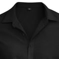 thumbnail image 4 of Men's Solid Casual Button Up Shirt Polyester | Short Sleeve Blouse Top Turndown Collar Relaxed Fit Easy Care Wrinkle Resistant Daily Wear Work Dress Shirt Gift | Zenithor,Black L, 4 of 5