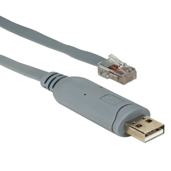 QVS 10ft USB to RJ45 Cisco RS232 Serial Rollover Cable, Gray