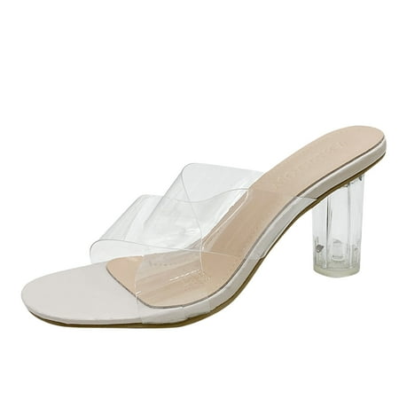 

nsendm Sandals for Women Size 7 Summer Thick Heel Sandals Women Slippers Transparent Women Sandals Size 11.5 Wide Sandal Beige 7